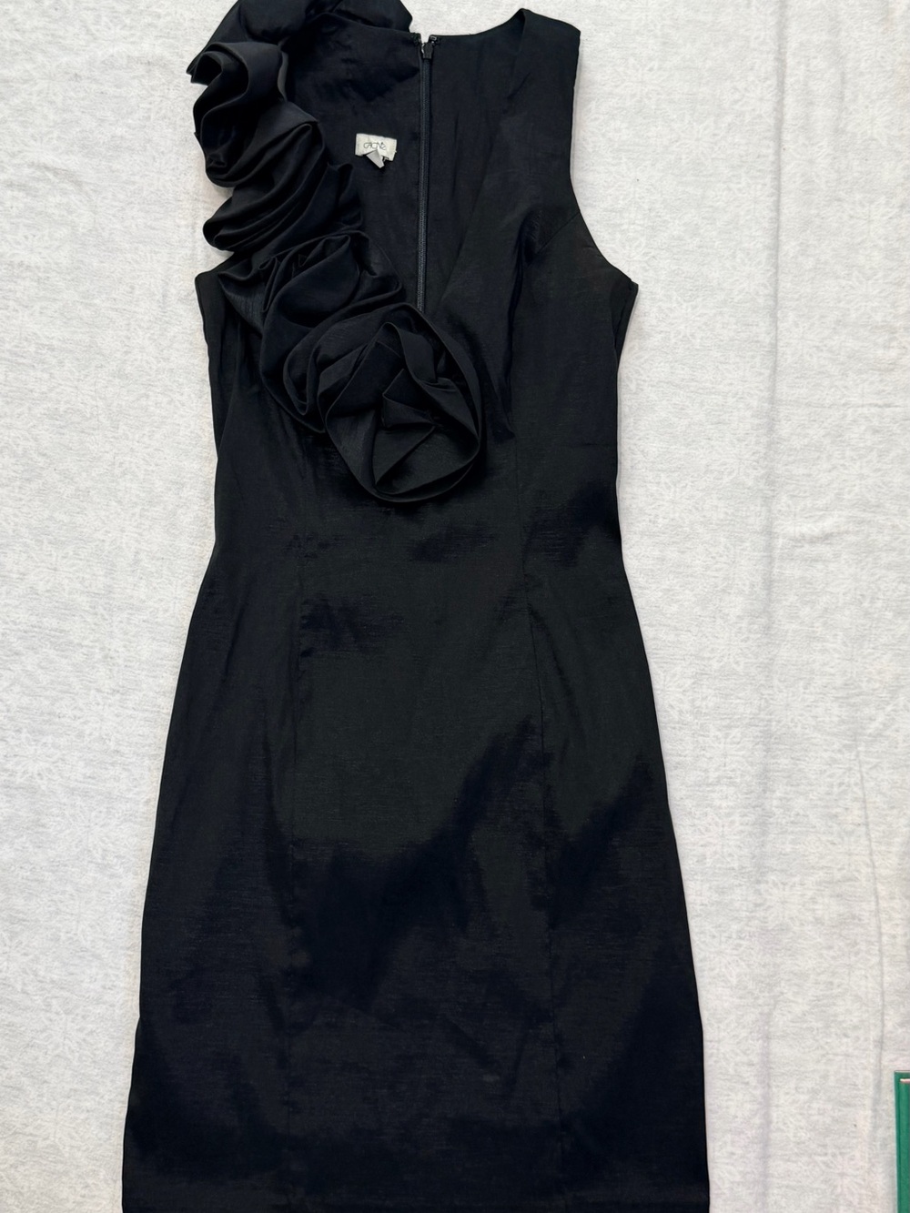 Vintage Cache Asymmetric OneShoulder Dramatic Ruffle Sculptural Cocktail Dress 4
